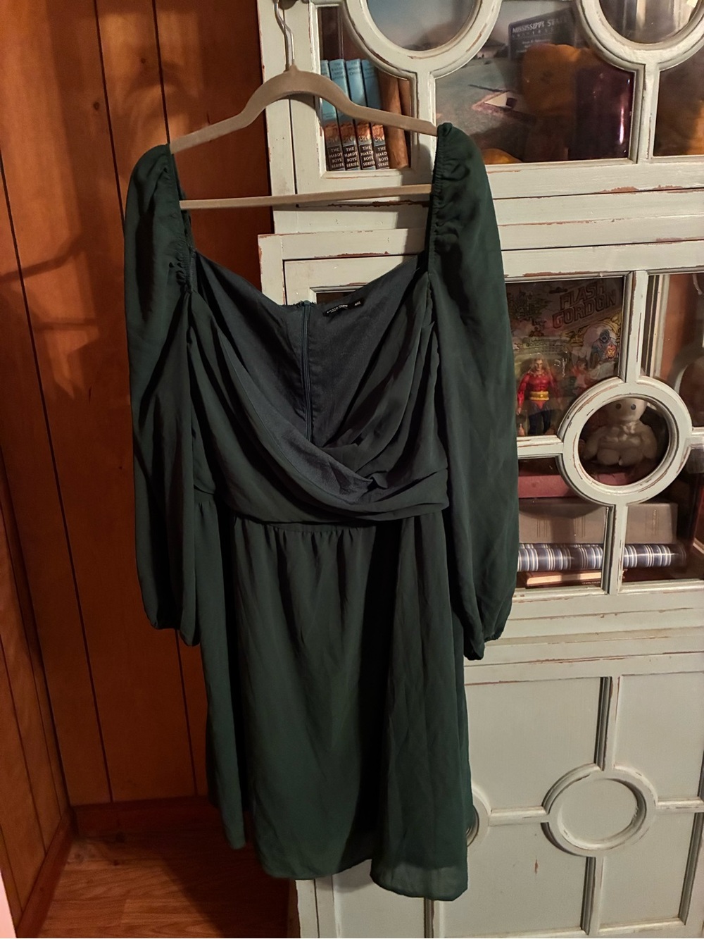 Dark Green Long Sleeve Draped Front Women’s Dress Size 4X SHEIN Curve B18